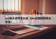 seo優(yōu)化軟件怎么選（seo比較好的優(yōu)化方法）