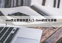 seo優(yōu)化教程快速入門（seo的優(yōu)化步驟）