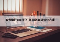 如何做好seo優(yōu)化（seo怎么做優(yōu)化方案）