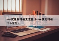 seo優(yōu)化有排名無流量（seo 優(yōu)化排名什么意思）